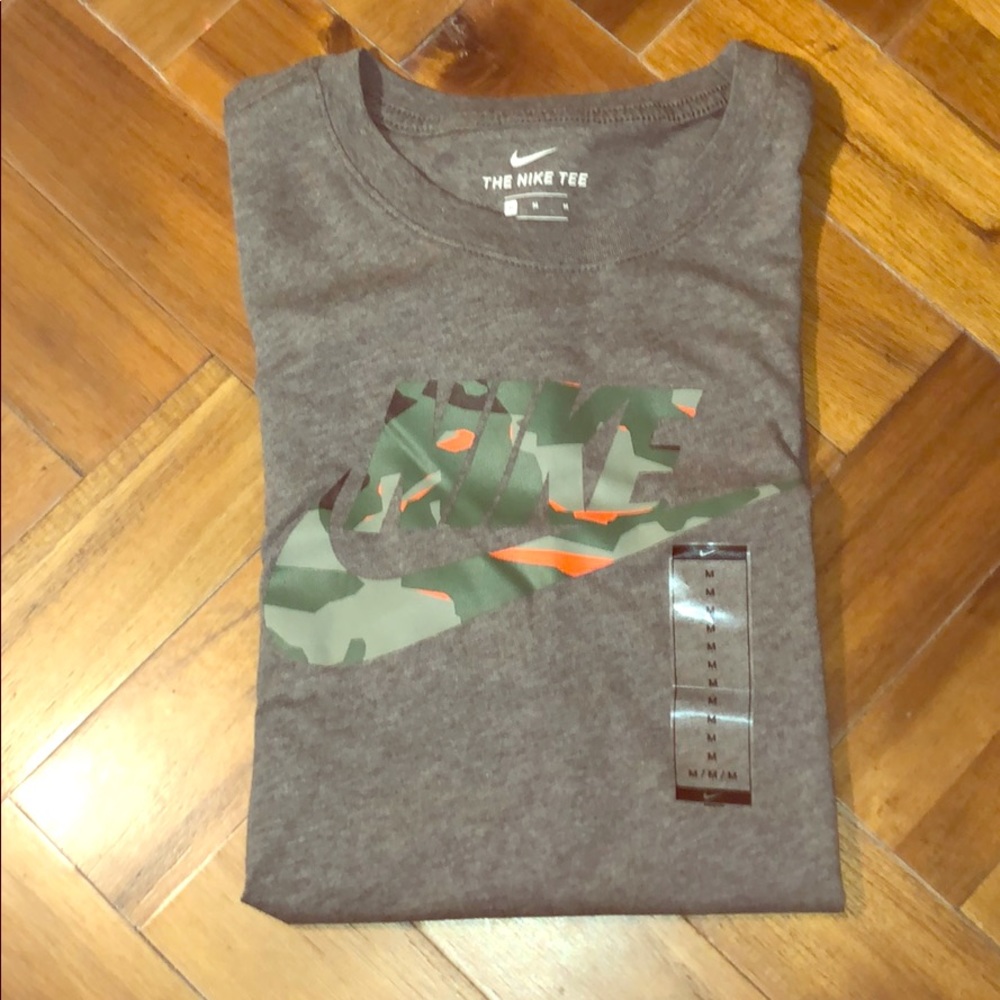 Nike grey and Camo Nike swoosh Tee